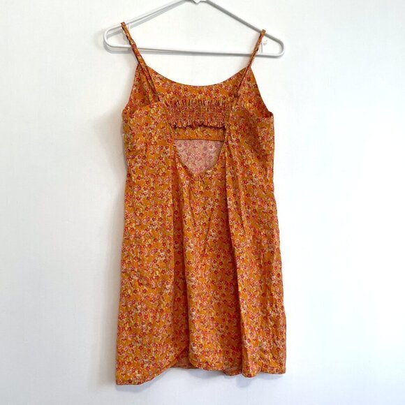 WILD FABLE Sleeveless Woven Bodycon Dress Orange Red Floral Mini Cotton Y2K 90s - Picture 12 of 15